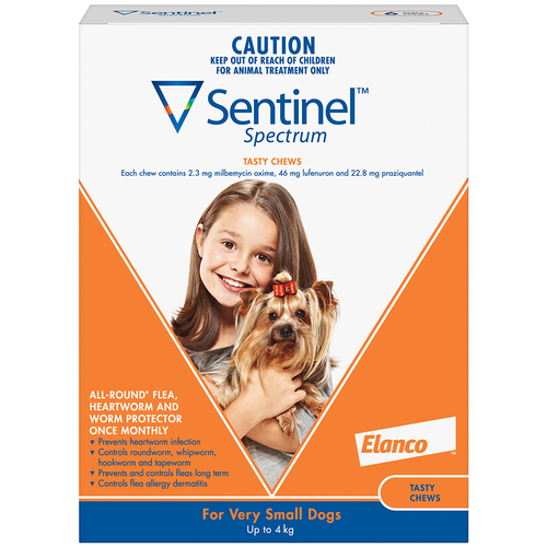 Sentinel Spectrum Very Small Dogs Flea Treatment Tasty Chews Brown 6 Pack 