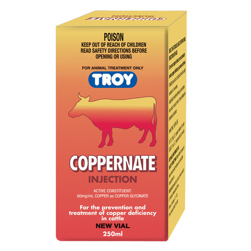 Troy Coppernate Vial for Copper Deficiency in Cattle 250ml 