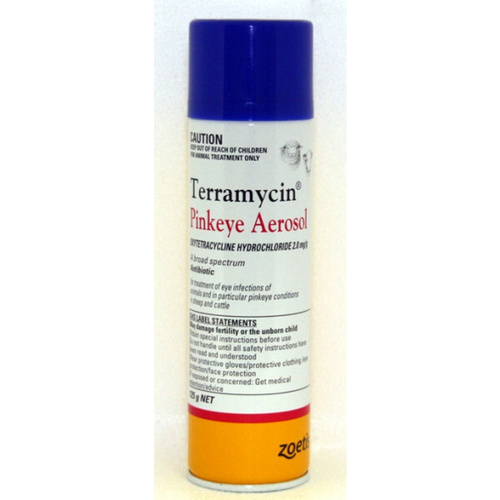 Terramycin Pinkeye Infection Antibiotic Aerosol for Cattle 125g 
