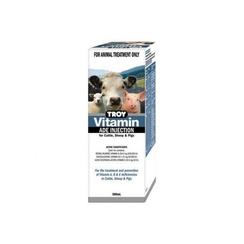 Troy Vitamin A D E for Cattle Sheep Pigs 500ml 