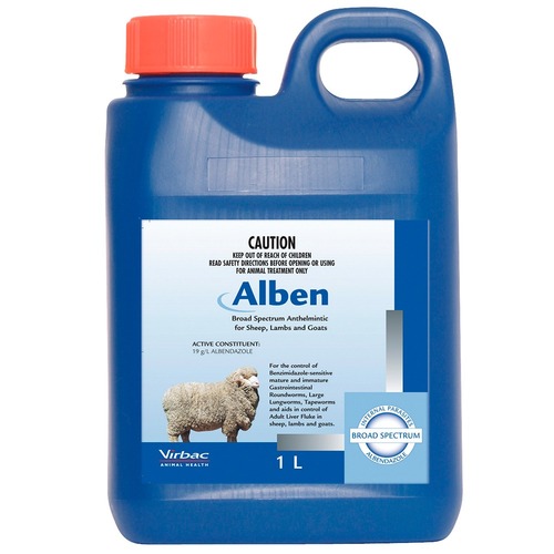 Virbac Alben Broad Spectrum Anthelmintic for Sheep Lambs & Goats 1L
