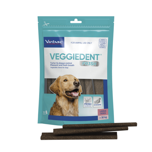 Virbac Veggiedent Fresh Dental Chews for Large Dogs >30kg 15 Pack