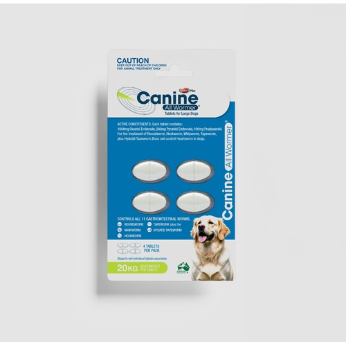 Value Plus Canine All Wormer Tablets for Large Dogs 20kg 4 Pack