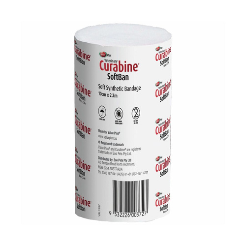 Value Plus Veterinary Curabine Softban Soft Synthetic Bandage 10cm x 2.7m 12pk
