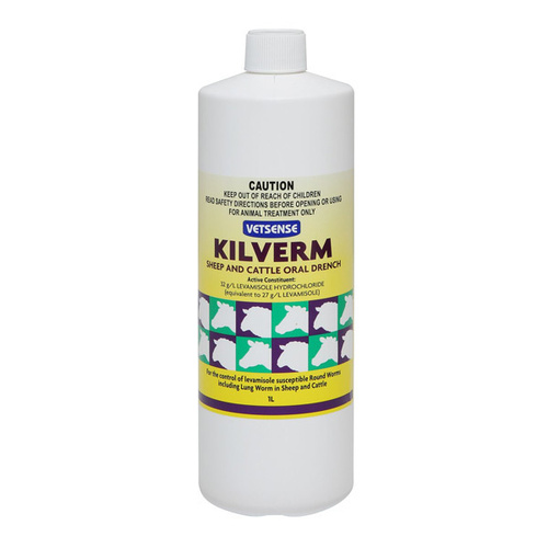 Vetsense Kilverm Sheep & Cattle Oral Drench Wormer Livestock 1L 