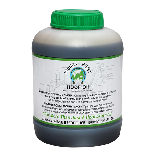 Worlds Best Hoof Care Maintenance Oil for Horses Jar w/ Brush 500ml