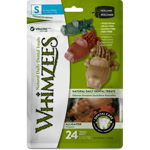 Whimzees Alligator Dental Care Dog Treat Value Bag Small 24 Pack