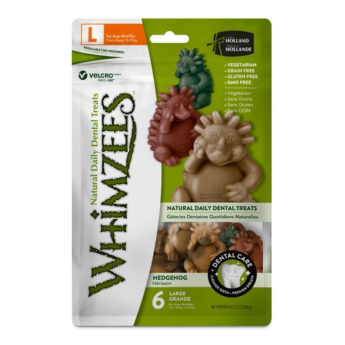 Whimzees Hedgehog Dental Care Dog Treat Value Bag Large 6 Pack