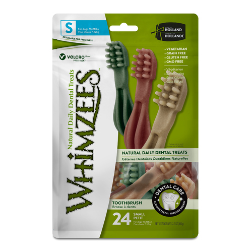 Whimzees Toothbrush Dental Care Dog Treat Value Bag Small 24 Pack