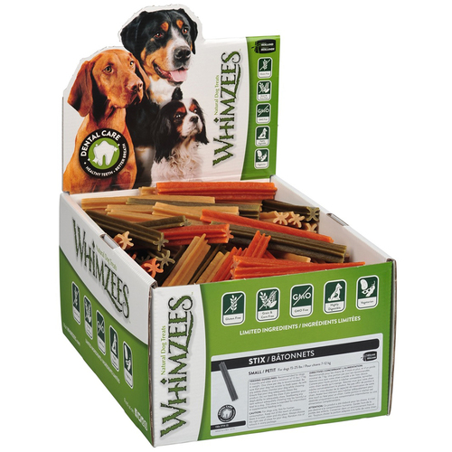 Whimzees Stix Dental Care Dog Treat Display Box Small 150 Pack