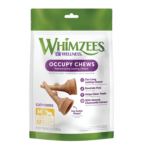 Whimzees Antler Occupy Long Lasting Chews for Medium Dogs Value Bag 12 Pack