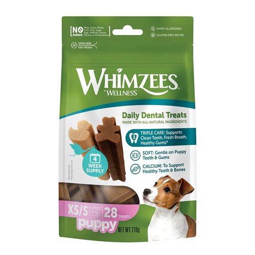 Whimzees Wellness Daily Dental Treats for XS/Small Puppy 28 Pack 210g