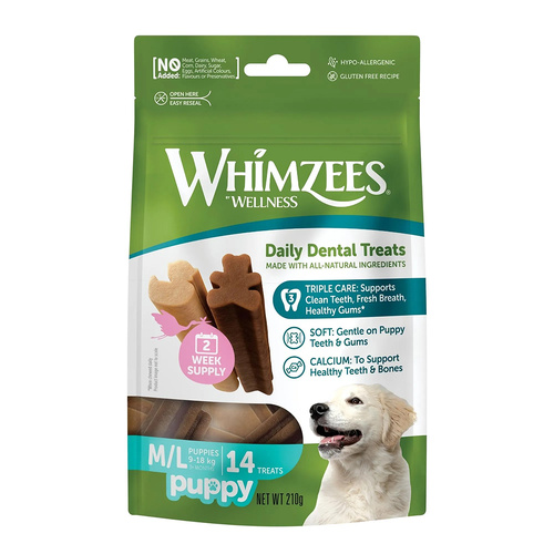 Whimzees Wellness Daily Dental Treats for Medium/Large Puppy 14 Pack 210g