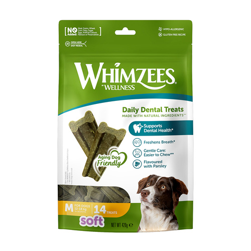 Whimzees Daily Dental Treats Soft for Medium Dogs 12-18kg 14 Pack