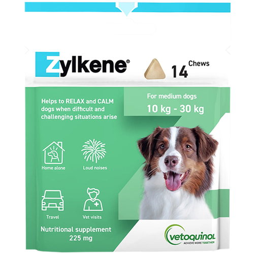 Zylkene Relax & Calm Supplement for Dogs 225mg Up to 30kg 14 Chews 