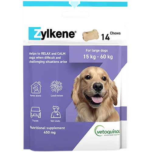 Zylkene Relax & Calm Supplement for Dogs 450mg Up to 60kg 14 Chews