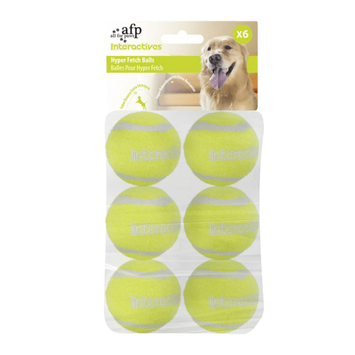All for Paws Interactives Hyper Fetch Tennis Ball Dog Toy 6 Pack Mini