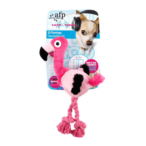 All for Paws Ultrasonic DJ Flamingo Rope Legs Pet Dog Squeaker Chew Toy