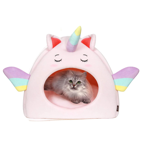All  Fur You Unicorn Cat Cave Cosy Indoor Cat Bed Pink
