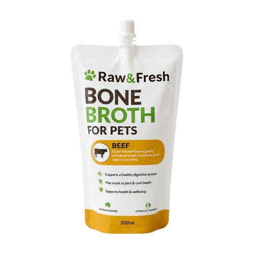 Raw & Fresh Beef Bone Broth for Pets Dogs & Cats Supplement 8 x 500ml