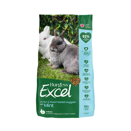 Burgess Excel Junior & Dwarf Rabbit Nuggets Pellet Food with Mint 1.5kg
