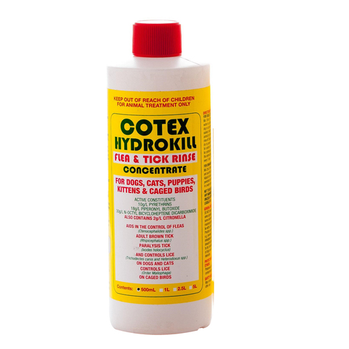 Cotex Hydrokill Dogs Cats Puppies & Kittens Flea & Tick Rinse Concentrate 500ml