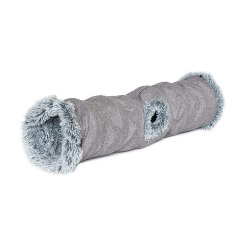 Superior Pet Collapsible Cat Tunnel with Crinkly Inner Lining Dove Grey