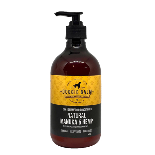 Doggie Balm 2-in-1 Natural Manuka & Hemp Dog Shampoo & Conditioner 500ml