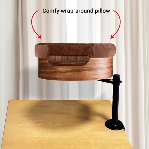 Desk Nest Wrap-Around Plush Cushion Pillow for Cat Beds Coffee