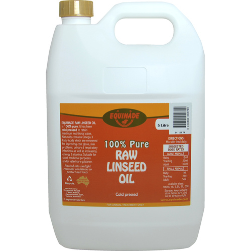 Equinade Pure Raw Linseed Oil Horse Coat and Conditioning 5L 