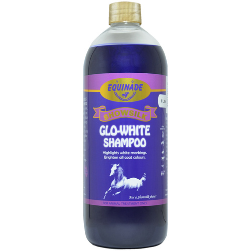 Equinade Showsilk Glo White Shampoo Animal Coat Colour Treatment 1L 
