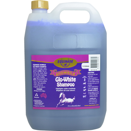 Equinade Showsilk Glo White Shampoo Animal Coat Colour Treatment 5L