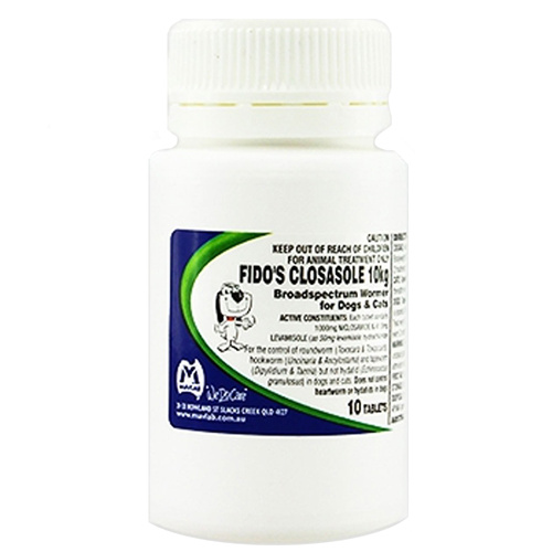 Fidos Closasole Dogs & Cats Broadspectrum Wormer 10kg 10 Tabs 