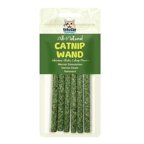 Freecat All-Natural Catnip Wand Dental Pet Cat Treats 6 Pieces