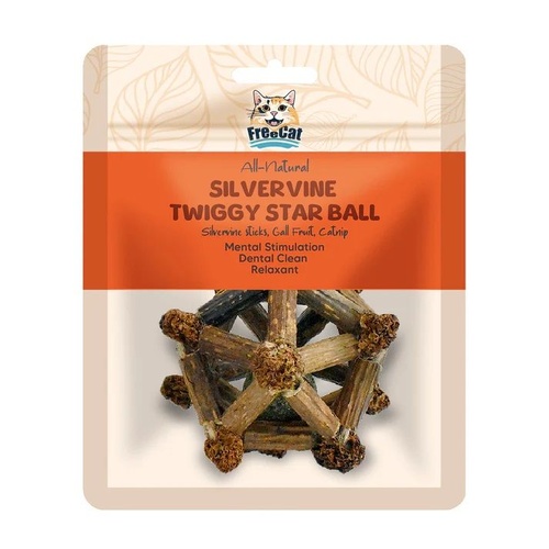 Freecat Silvervine Twiggy Star Ball Dental Pet Cat Treat 1 Piece