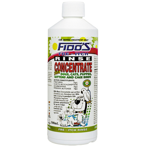 Fidos Fre-Itch Rinse Concentrate Dogs & Cats Flea Treatment 500ml 