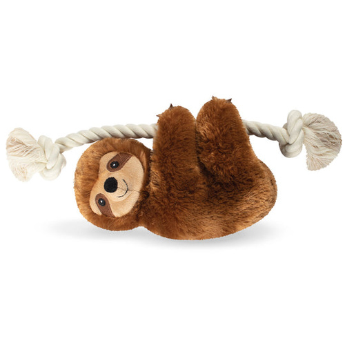 Fringe Studio Brown Sloth On A Rope Interactive Play Plush Dog Toy