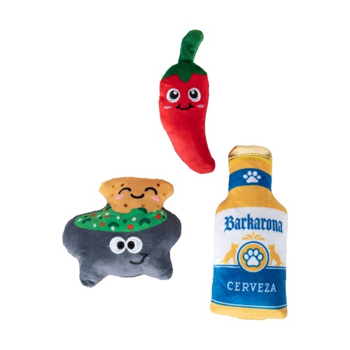 Fringe Studio Happy Hour Beer & Dip Interactive Plush Small Dog Toy 3 Pieces
