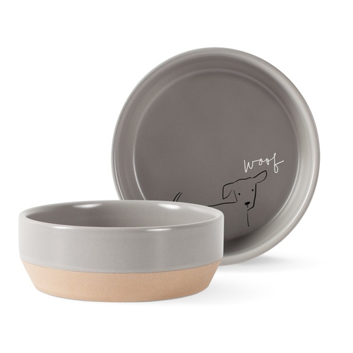 Fringe Studio Nosey Dog Woof Stoneware Pet Bowl Dishwasher Safe Medium