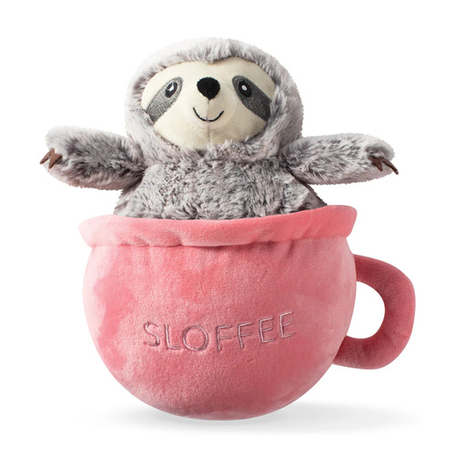 Fringe Studio Sloffee Sloth in A Coffee Cup Interactive Plush Dog Squeaker Toy