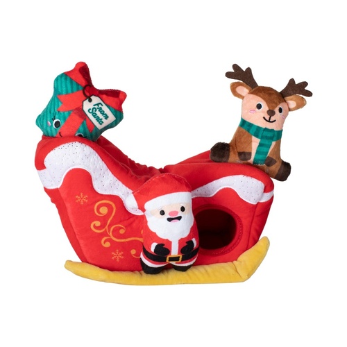 Fringe Studio Christmas Hold On for Deer Life Hide & Seek Burrow Dog Toy