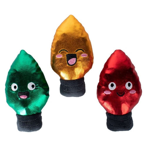 Fringe Studio Christmas Light Up My Life Plush Dog Squeaker Toy Set 3pcs