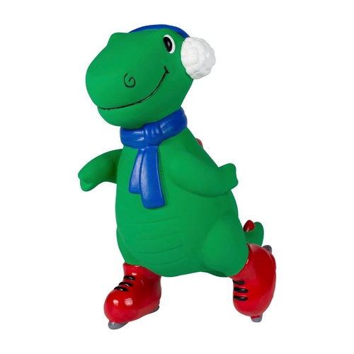 Fringe Studio Christmas Rexy On Ice Natural Latex Interactive Dog Squeaker Toy