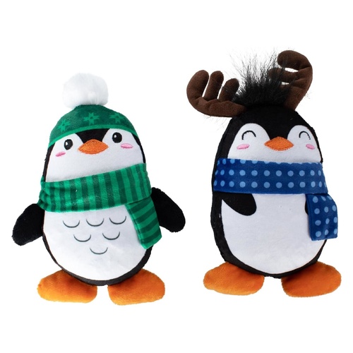 Fringe Studio Christmas Winter Waddle Land Plush Dog Squeaker Toy 2pcs