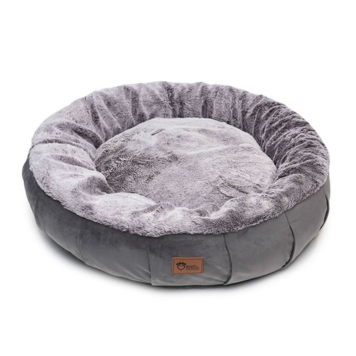 Superior Pet Harley Dog Bed Velvet Grey with Faux Rabbit Fur Jumbo