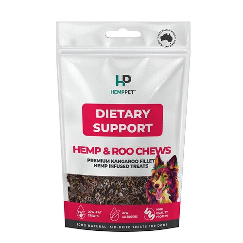 Hemp Pet Dietary Support Hemp & Roo Chews Dog Training Treats Kangaroo 100g