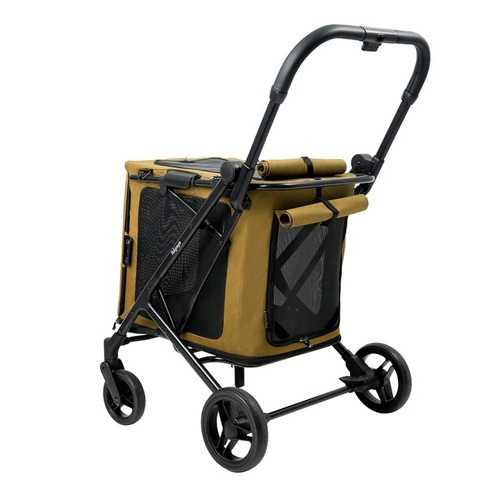 Ibiyaya 2-in-1 BigBuddy Collapsible Pet Stroller & Crate Combo Camel