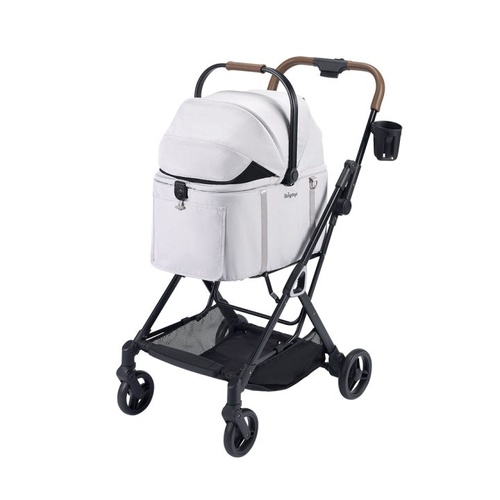 Ibiyaya Tinker Small Detachable Pet Stroller with Cup Holder Silver Grey