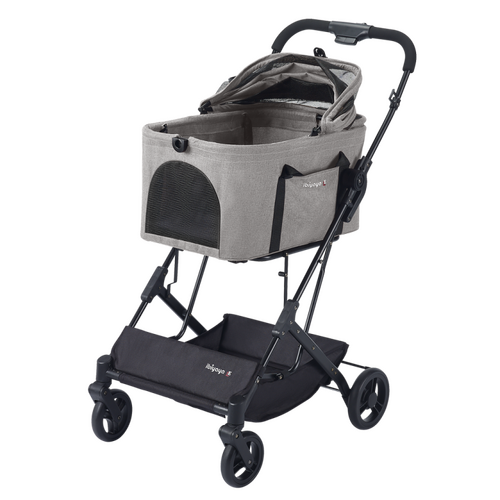 Ibiyaya Travois Tri-Fold Pet Stroller Travel System Taupe Gray XL