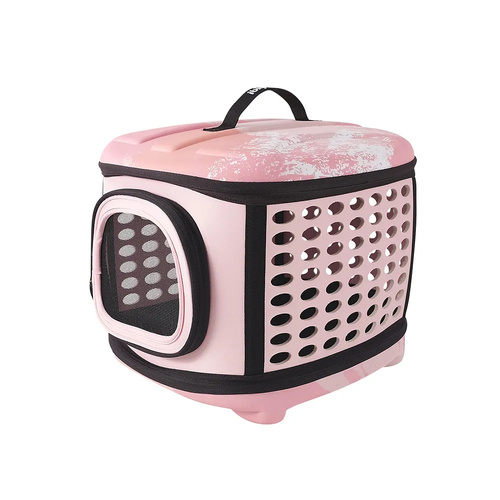 Ibiyaya Collapsible Travelling Pet Carrier for Dogs & Cats Pink Sunset